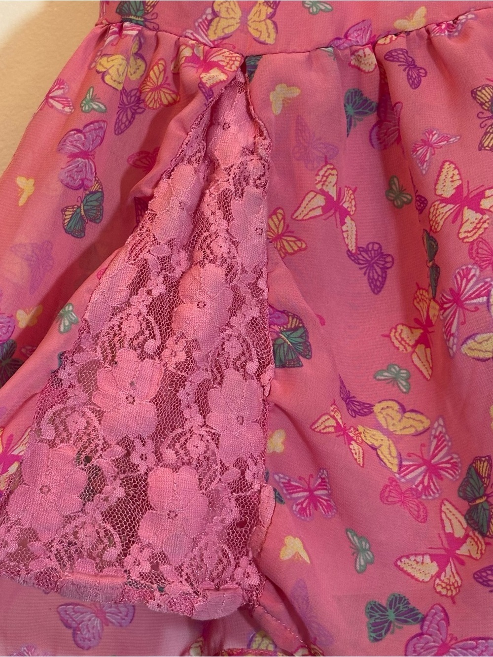 5/15$ George Girls Butterfly Chiffon Flutter Dress with Rosette 4T Mesh Lace - Picture 2 of 5